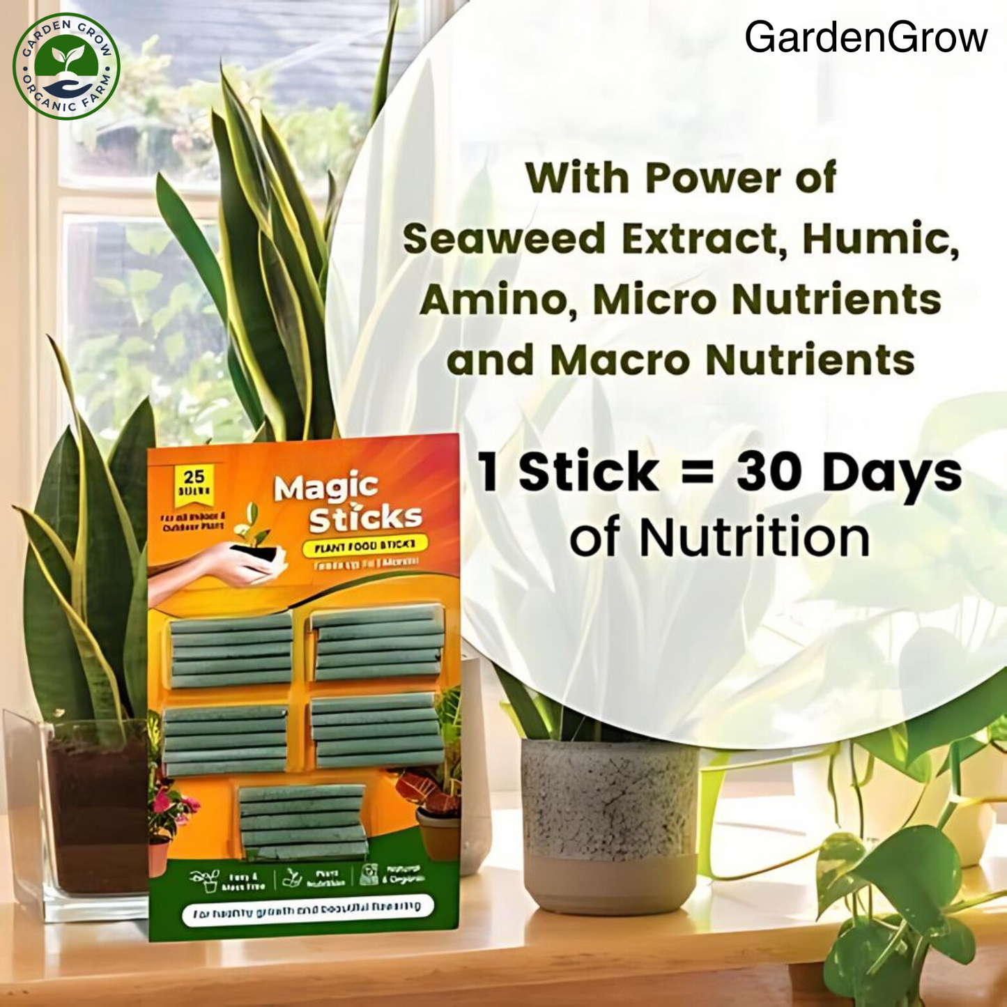 Plant Grow Fertilizer Sticks For Plants Multipurpose Plant Food Sticks For All Plants | Green Sticks Fertilizer For Home Garden - 50 Stick ( BUY 1 GET 1 FREE )