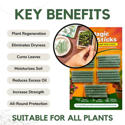 Plant Grow Fertilizer Sticks For Plants Multipurpose Plant Food Sticks For All Plants | Green Sticks Fertilizer For Home Garden - 50 Stick ( BUY 1 GET 1 FREE )