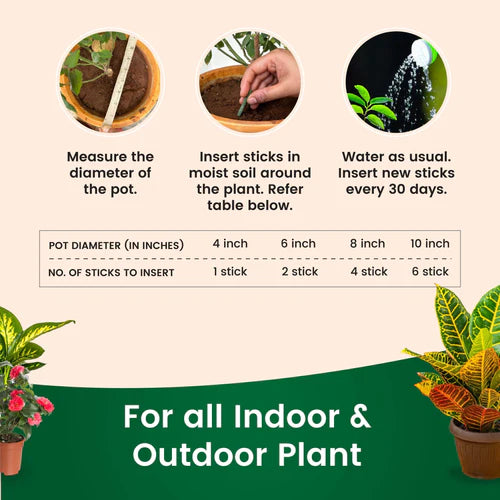 Plant Grow Fertilizer Sticks For Plants Multipurpose Plant Food Sticks For All Plants | Green Sticks Fertilizer For Home Garden - 50 Stick ( BUY 1 GET 1 FREE )